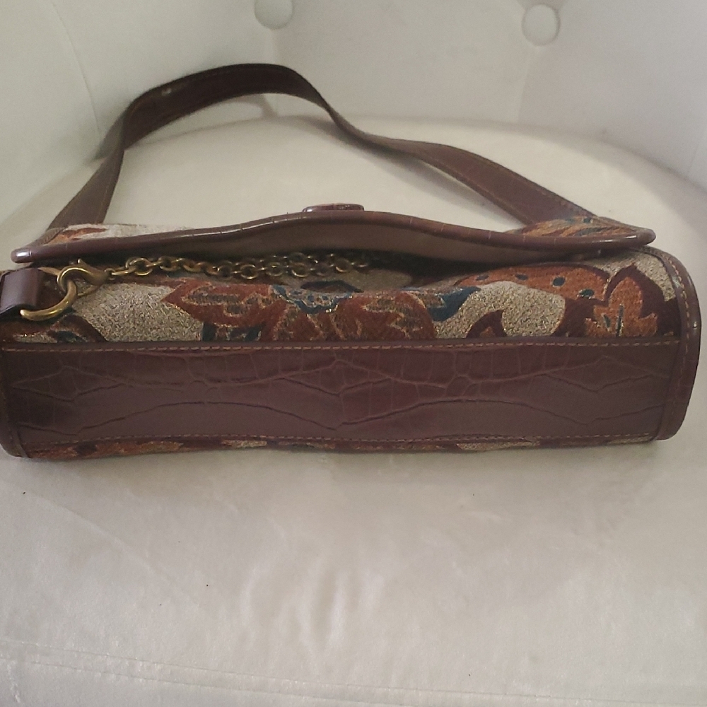 Vtg Mario  Valentino Brown and Gold Patterned Shoulder Bag - Picture 15 of 15